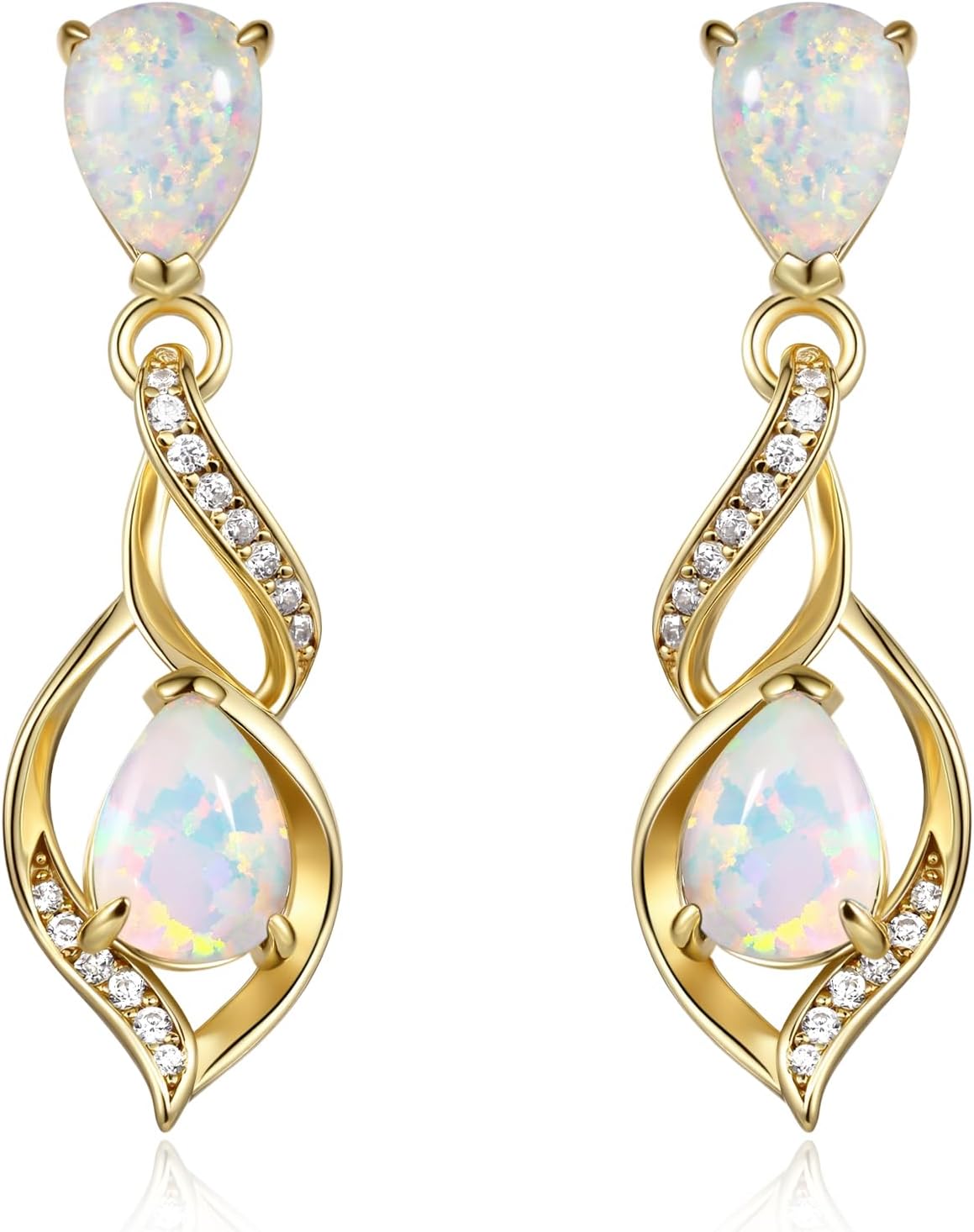 Sterling silver teardrop birthstone earrings with romantic infinity love design for women