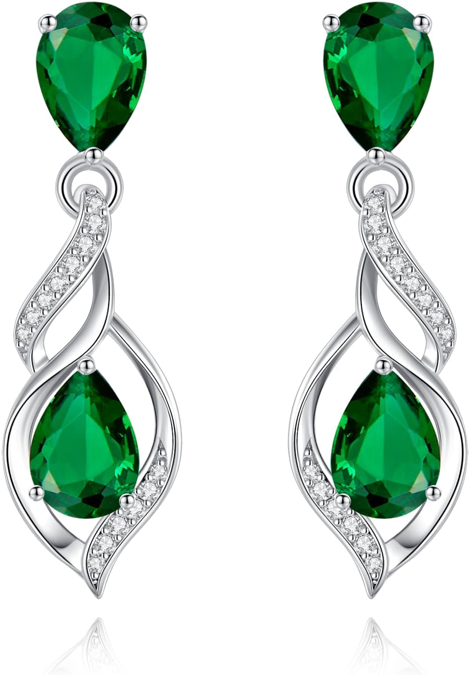 Sterling silver birthstone teardrop earrings with romantic infinity love design in soft, elegant finish