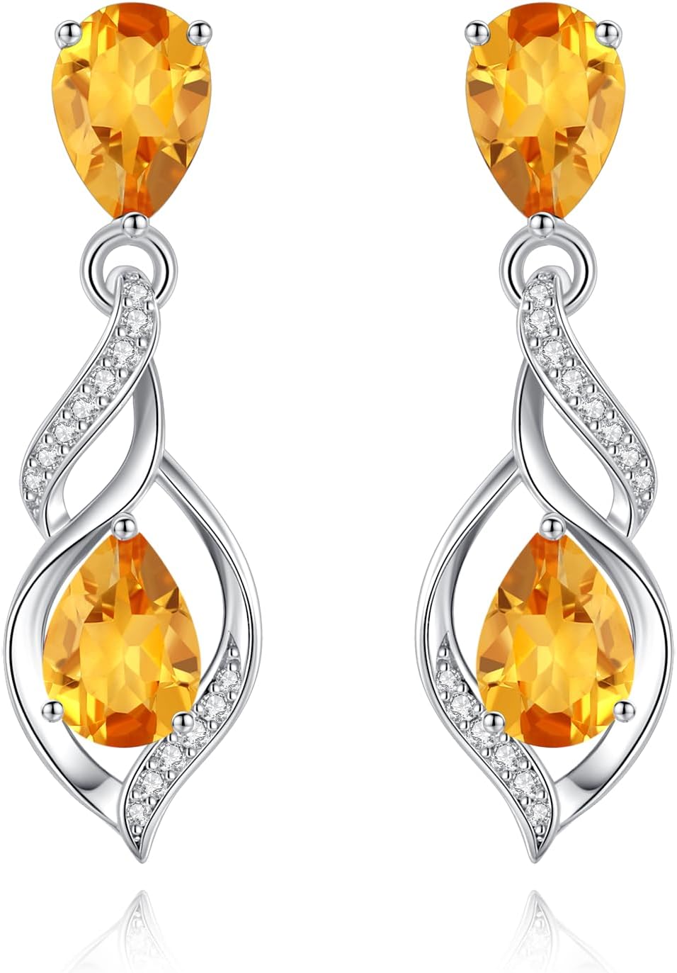 Sterling silver birthstone teardrop earrings with romantic infinity love design in soft, elegant finish