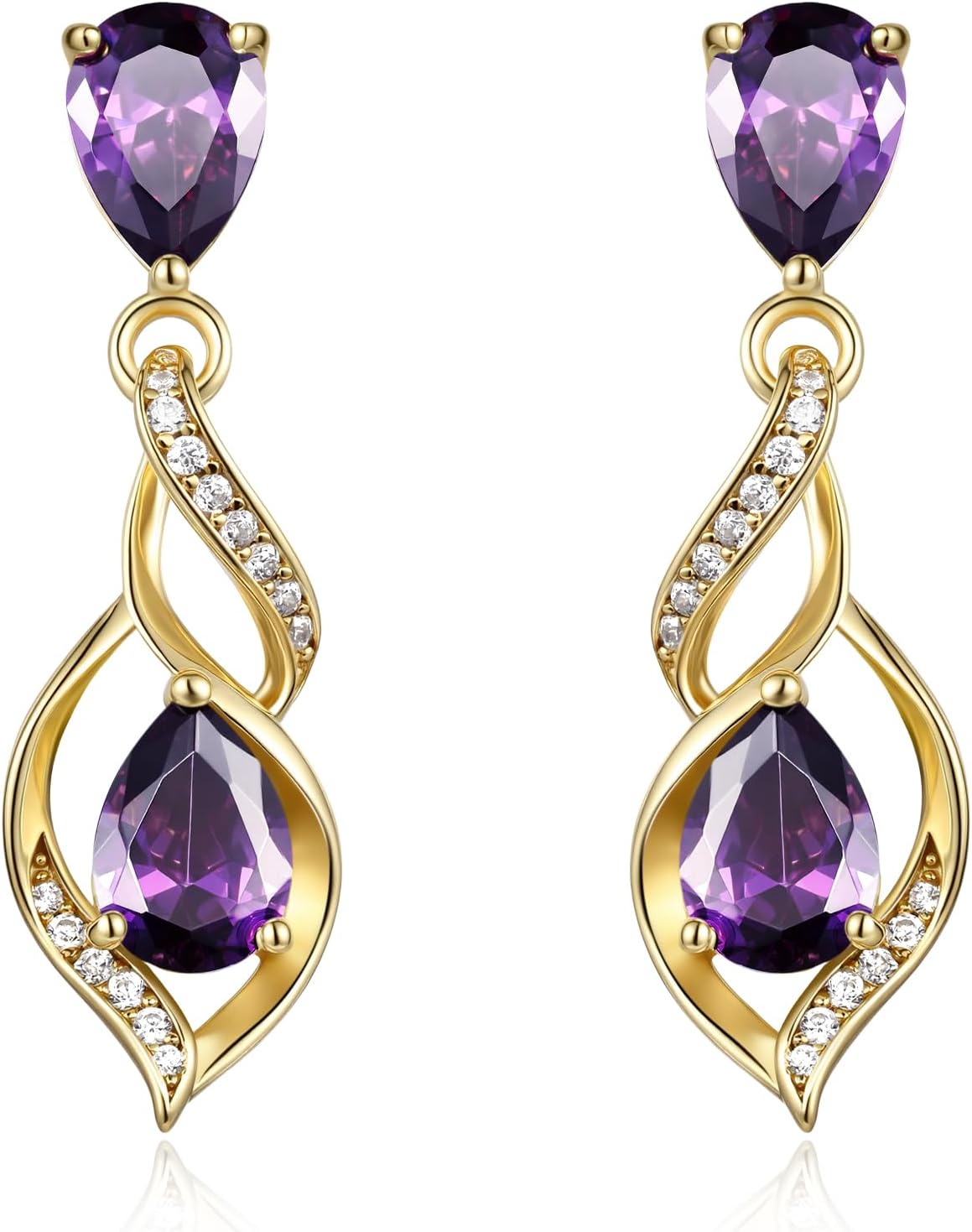 Sterling silver birthstone teardrop earrings with romantic infinity love design in soft, elegant finish