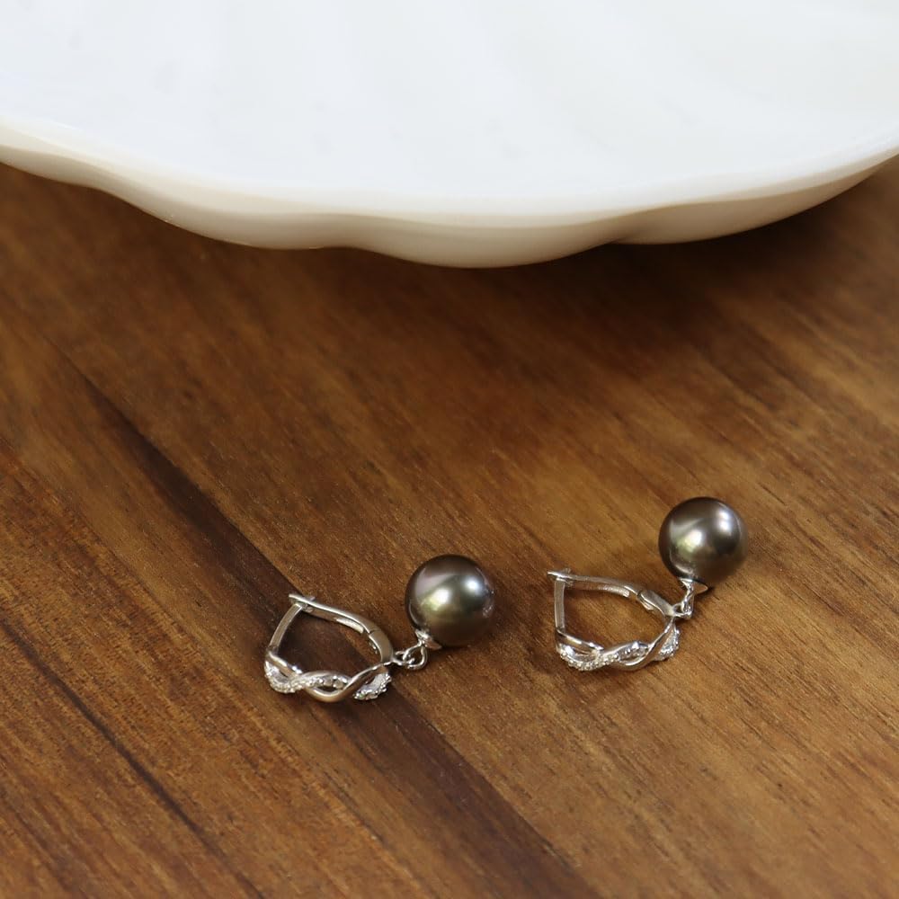 Sterling silver pearl drop earrings with romantic dangling design, 2-3 inches long