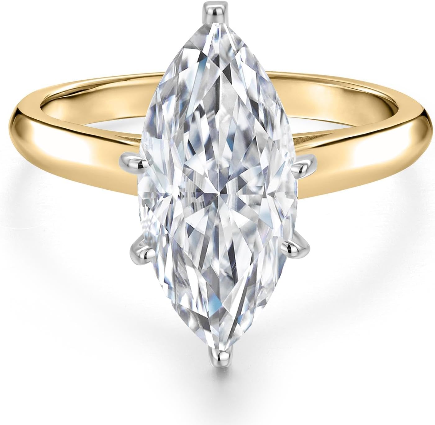 14K two-tone gold solitaire engagement ring with certified lab-grown diamond, classic prong setting