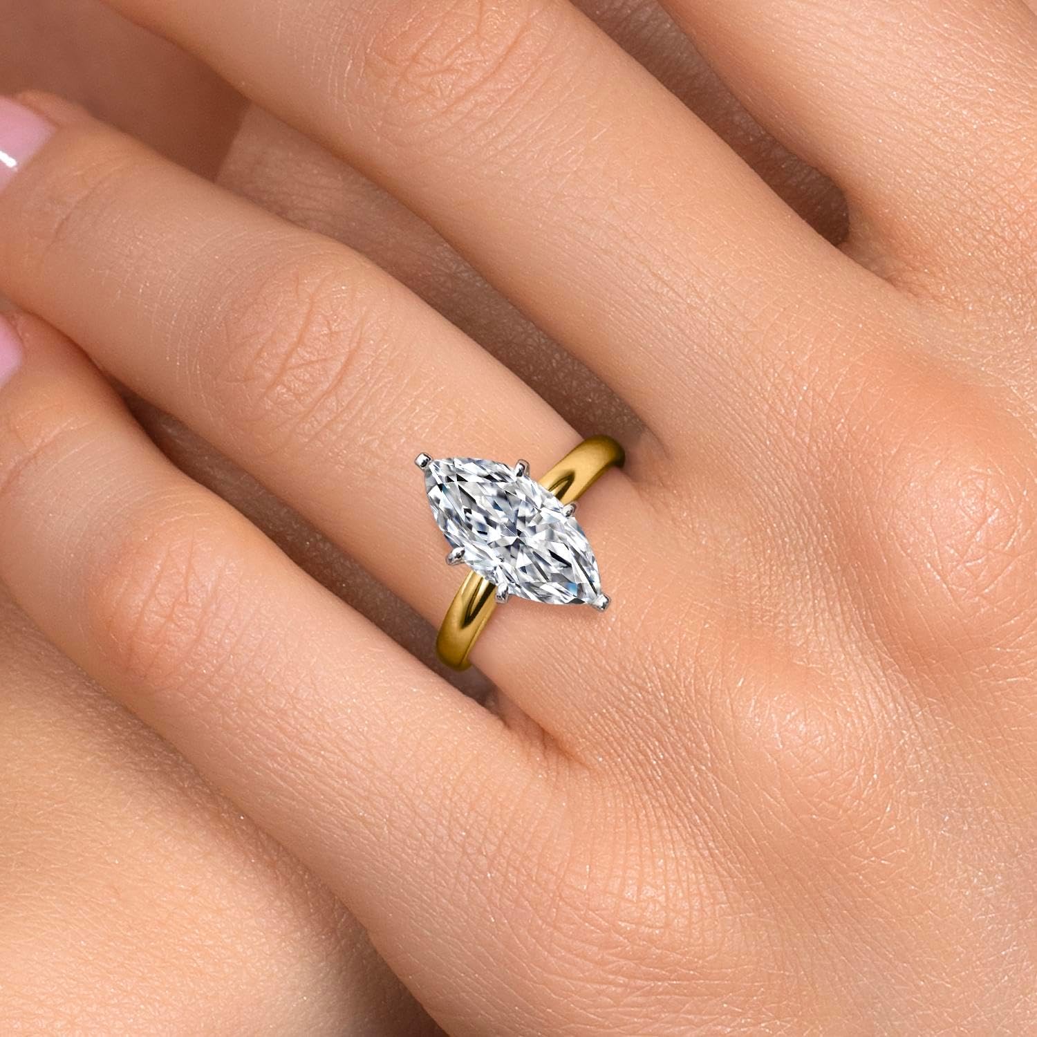 14K two-tone gold solitaire engagement ring with certified lab-grown diamond, classic prong setting