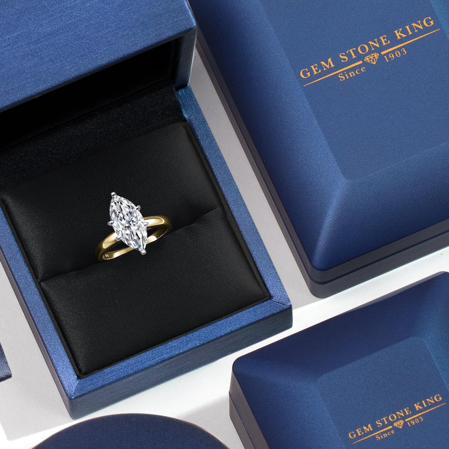 14K two-tone gold solitaire engagement ring with certified lab-grown diamond, classic prong setting