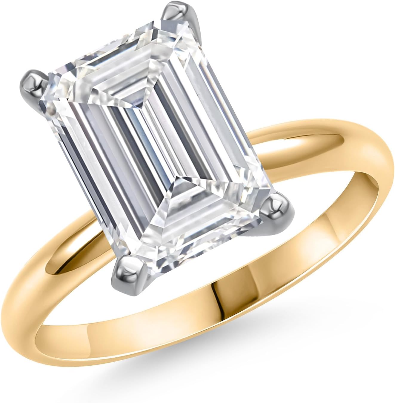 14K two-tone gold solitaire engagement ring with certified lab-grown diamond, classic prong setting