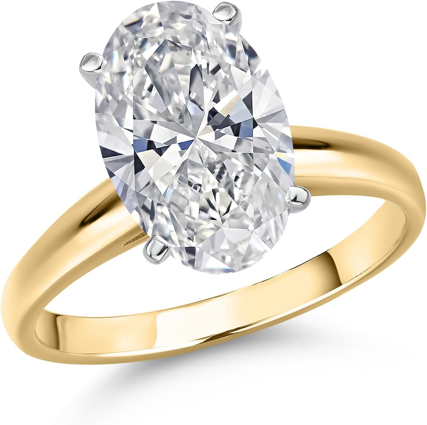 14K two-tone gold solitaire engagement ring with certified lab-grown diamond, classic prong setting