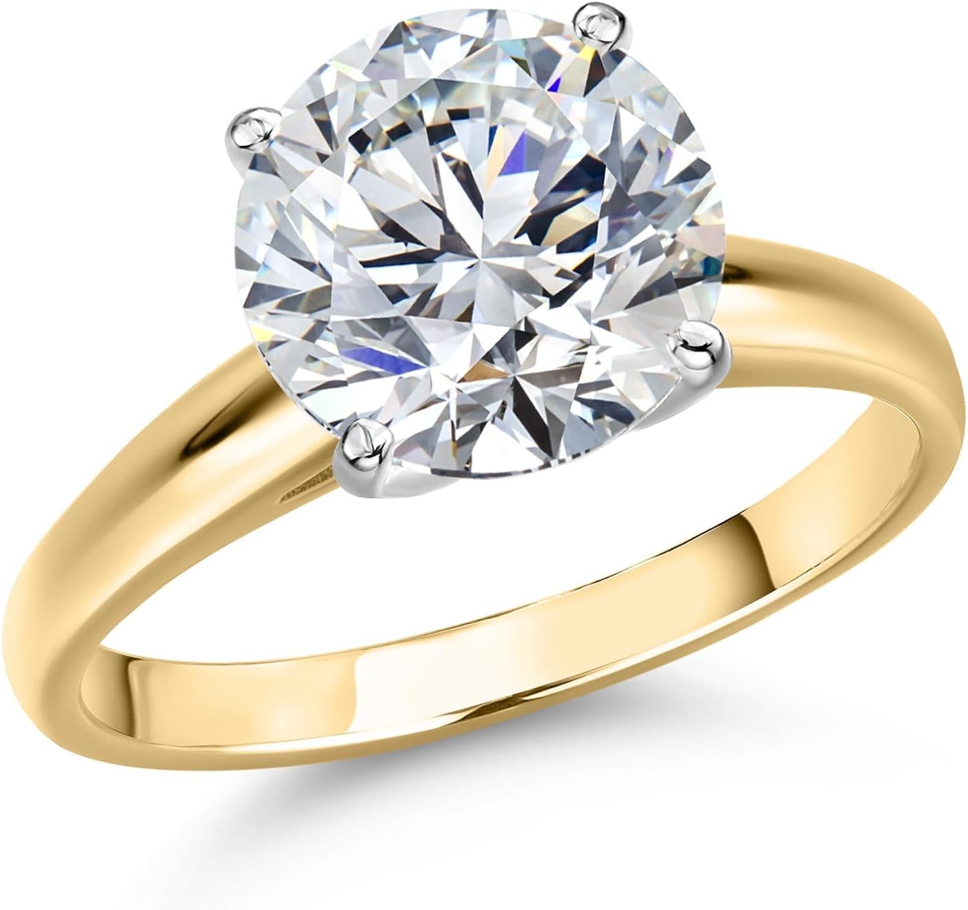 14K two-tone gold solitaire engagement ring with certified lab-grown diamond, classic prong setting