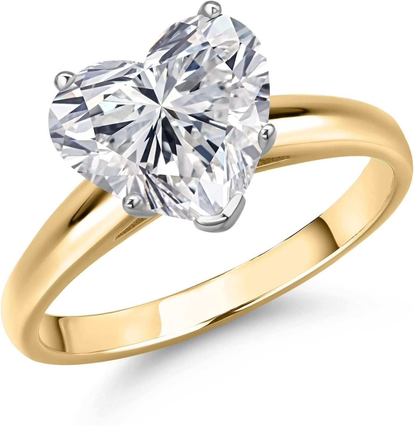 14K two-tone gold solitaire engagement ring with certified lab-grown diamond, classic prong setting