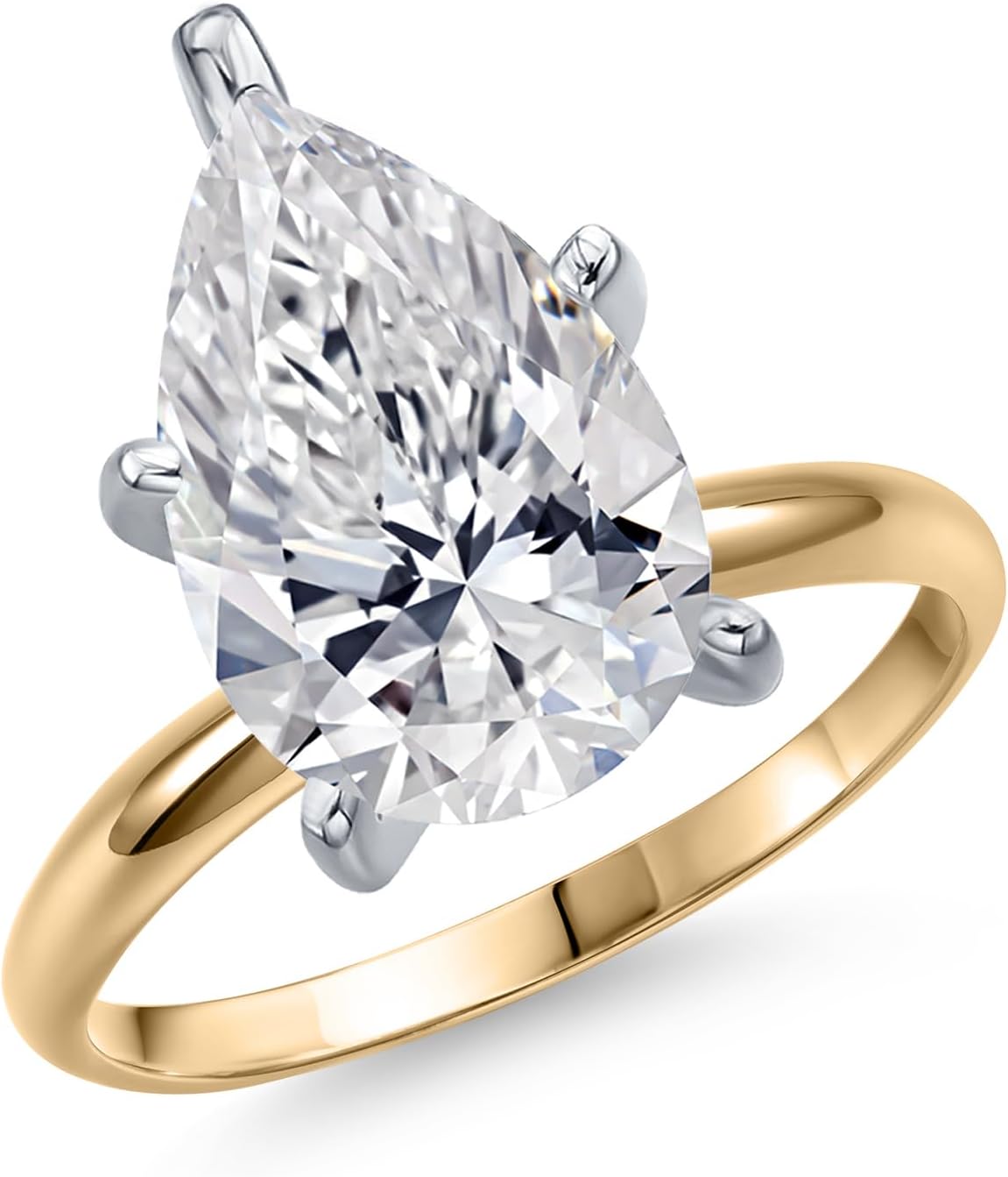 14K two-tone gold solitaire engagement ring with certified lab-grown diamond, classic prong setting