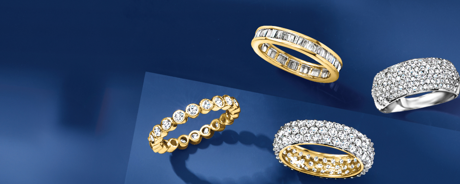 Round and baguette diamond multi-row statement ring in 14kt yellow gold