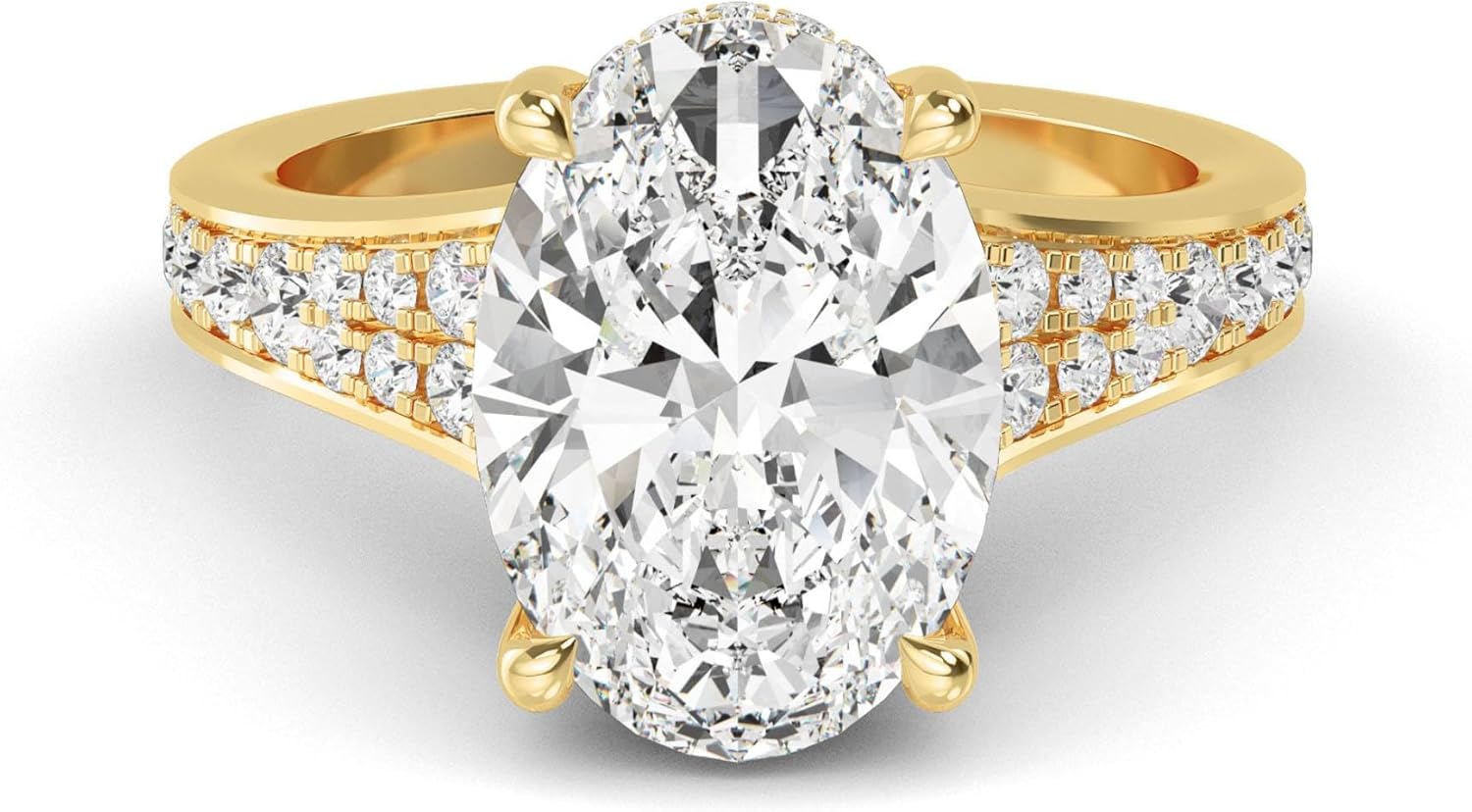 Oval lab-grown diamond vintage engagement ring in 14k gold, D-E color VS1-VS2 clarity