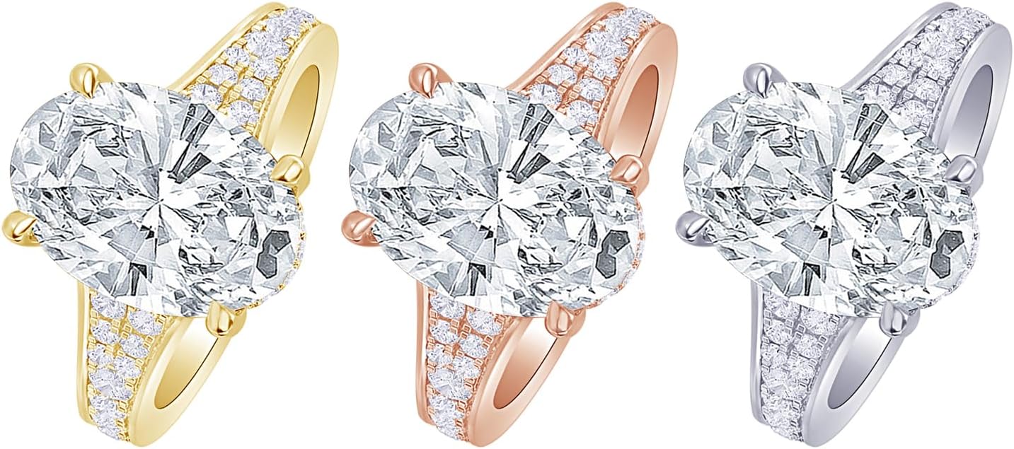 Oval lab-grown diamond vintage engagement ring in 14k gold, D-E color VS1-VS2 clarity