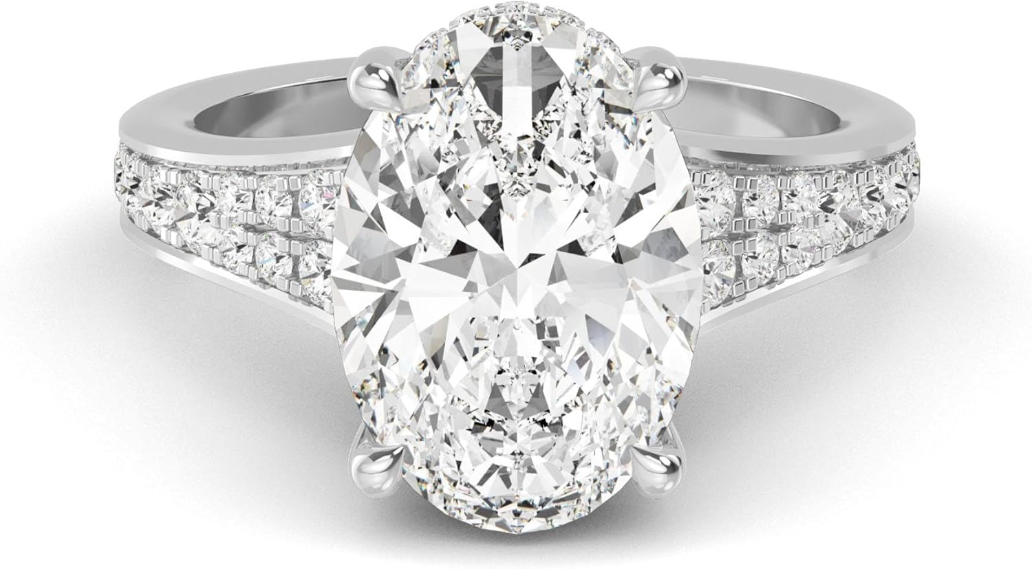 Oval lab-grown diamond vintage engagement ring in 14k gold, D-E color VS1-VS2 clarity