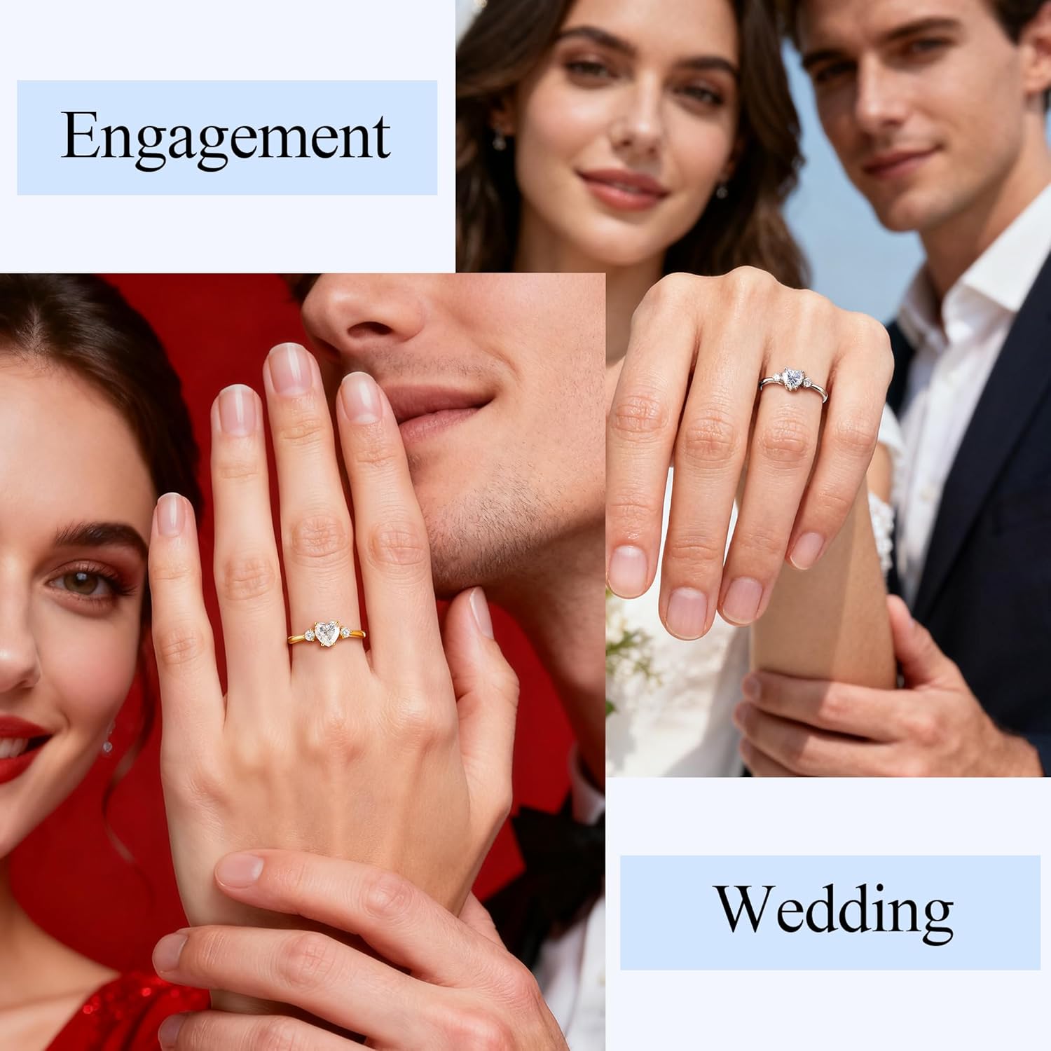 Sterling silver heart cut moissanite engagement ring with brilliant sparkle, romantic style