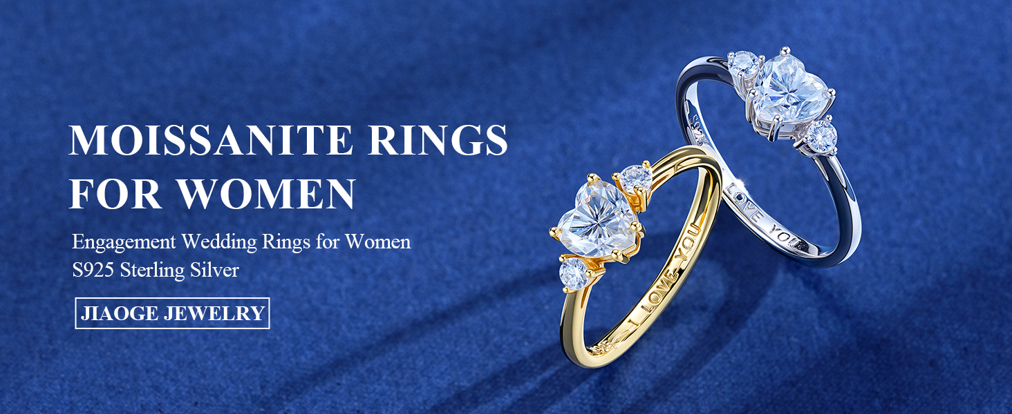 Sterling silver heart cut moissanite engagement ring with brilliant sparkle, romantic style