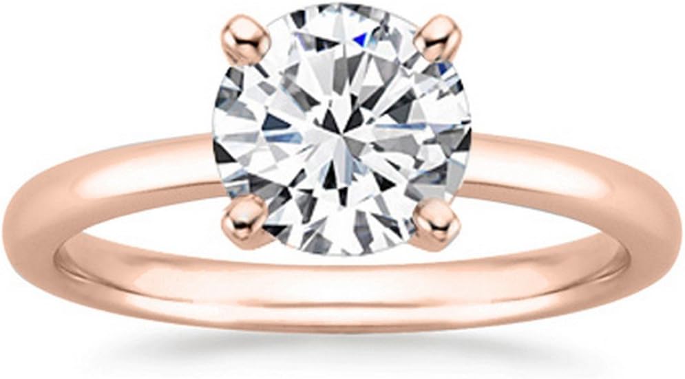 14K white gold solitaire engagement ring with round lab grown diamond in 4-prong setting