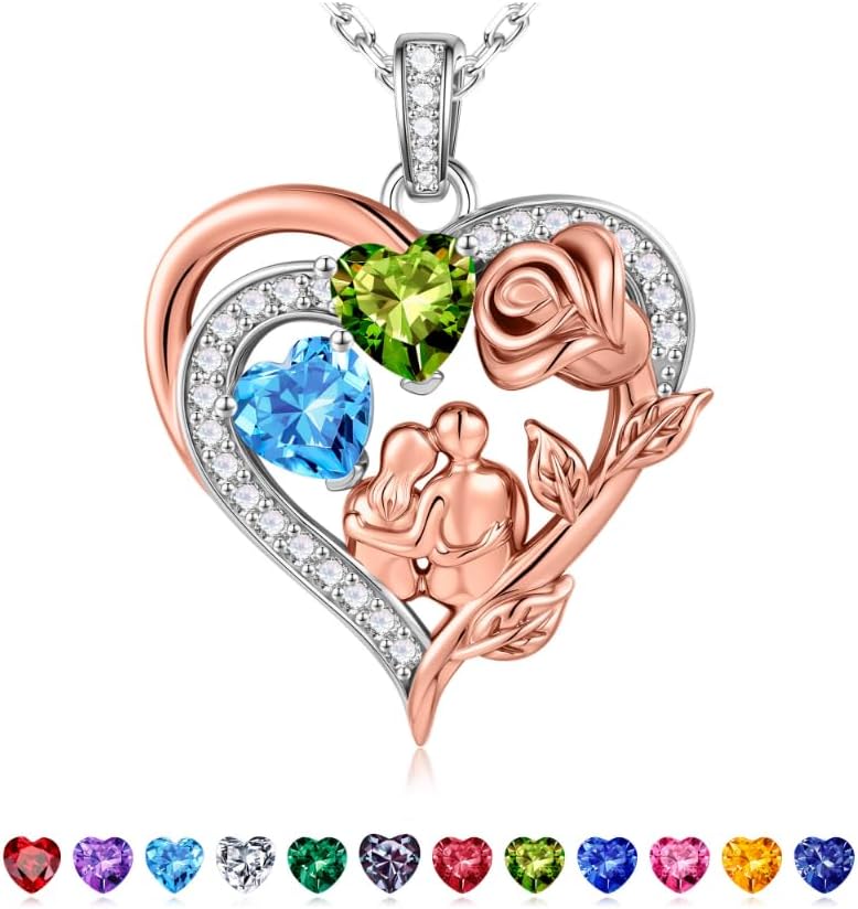 Classic sterling silver birthstone pendant necklace for women, 18-inch chain with polished finish