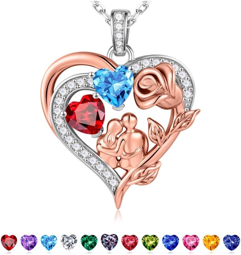 Classic sterling silver birthstone pendant necklace for women, 18-inch chain with polished finish