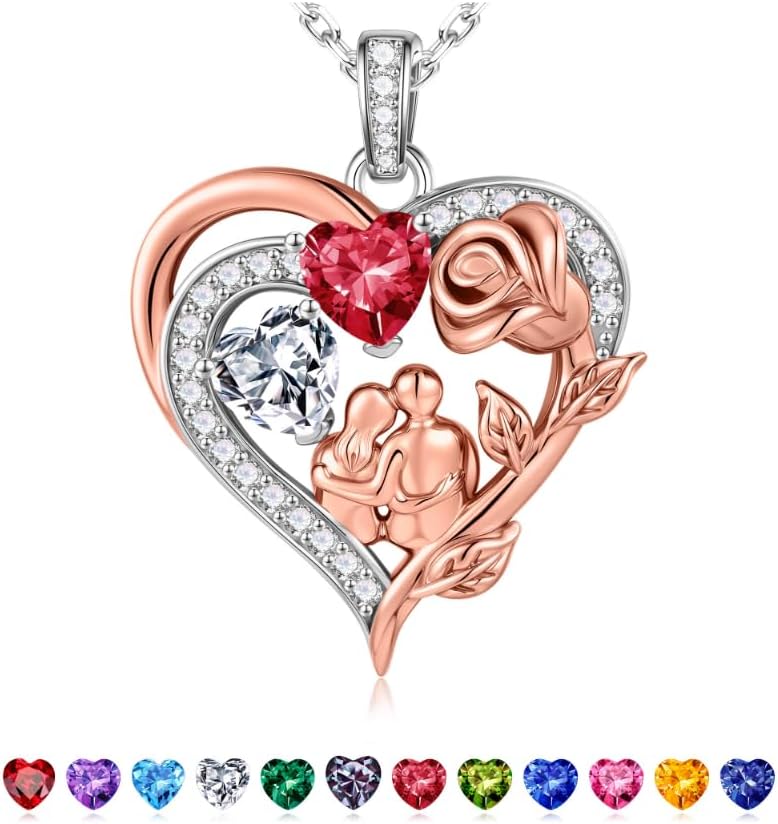 Classic sterling silver birthstone pendant necklace for women, 18-inch chain with polished finish