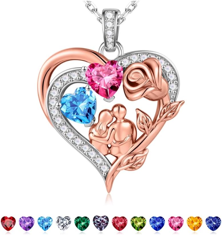 Classic sterling silver birthstone pendant necklace for women, 18-inch chain with polished finish
