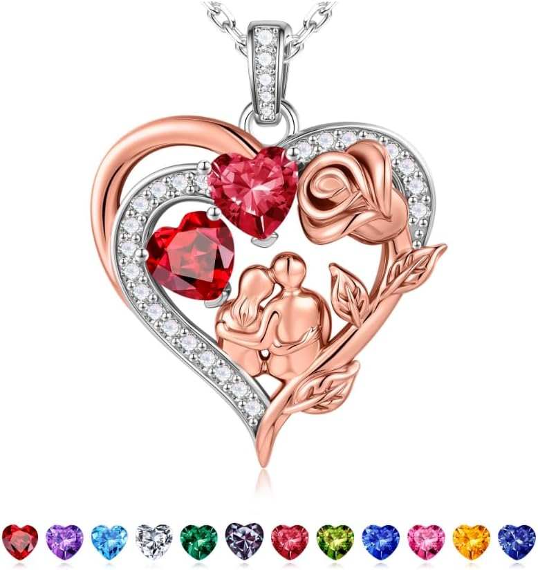 Classic sterling silver birthstone pendant necklace for women, 18-inch chain with polished finish