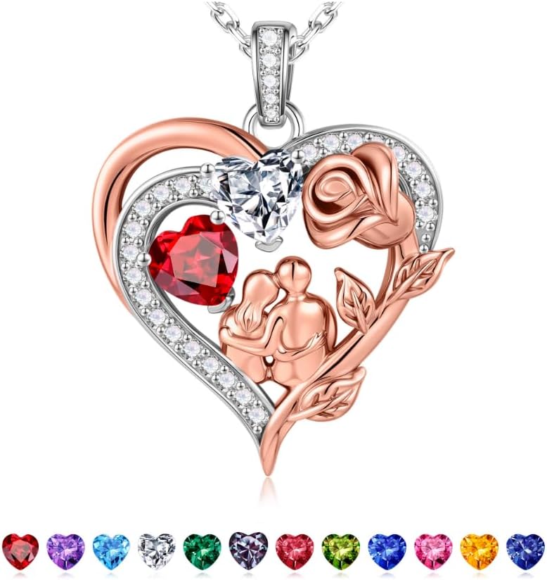 Classic sterling silver birthstone pendant necklace for women, 18-inch chain with polished finish