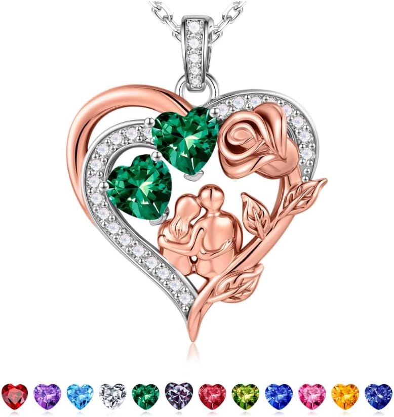 Classic sterling silver birthstone pendant necklace for women, 18-inch chain with polished finish