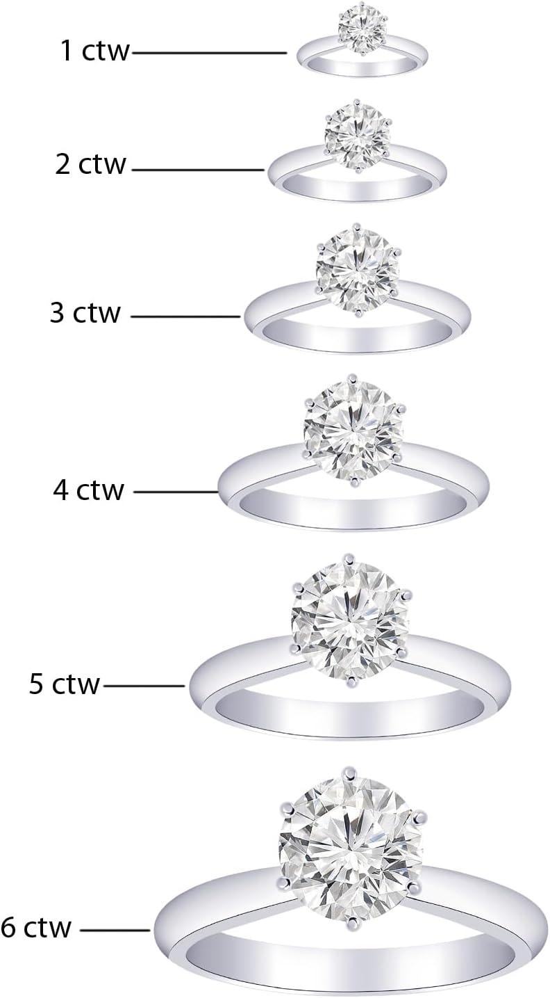 14K white gold lab grown diamond solitaire engagement ring with classic 6-prong round cut setting