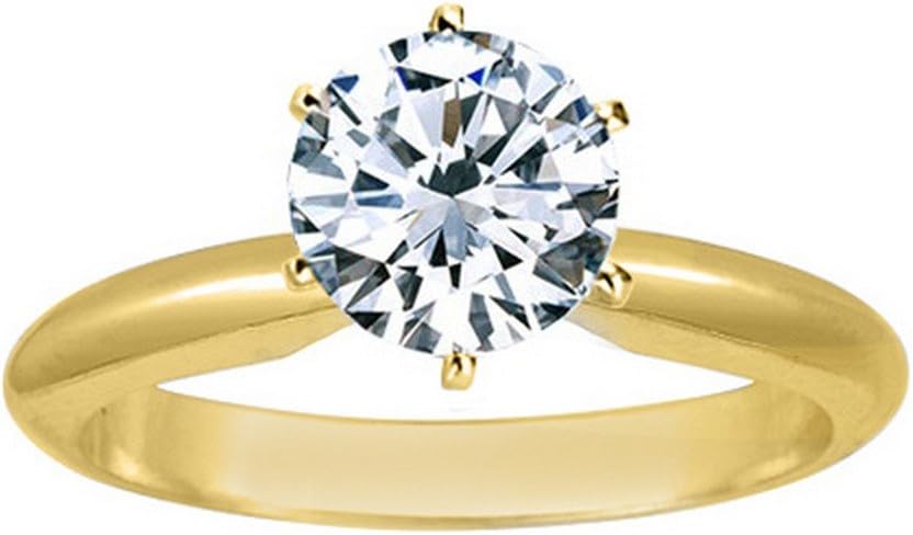14K white gold lab grown diamond solitaire engagement ring with classic 6-prong round cut setting
