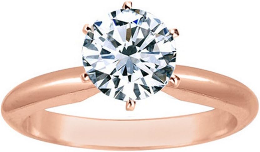 14K white gold lab grown diamond solitaire engagement ring with classic 6-prong round cut setting
