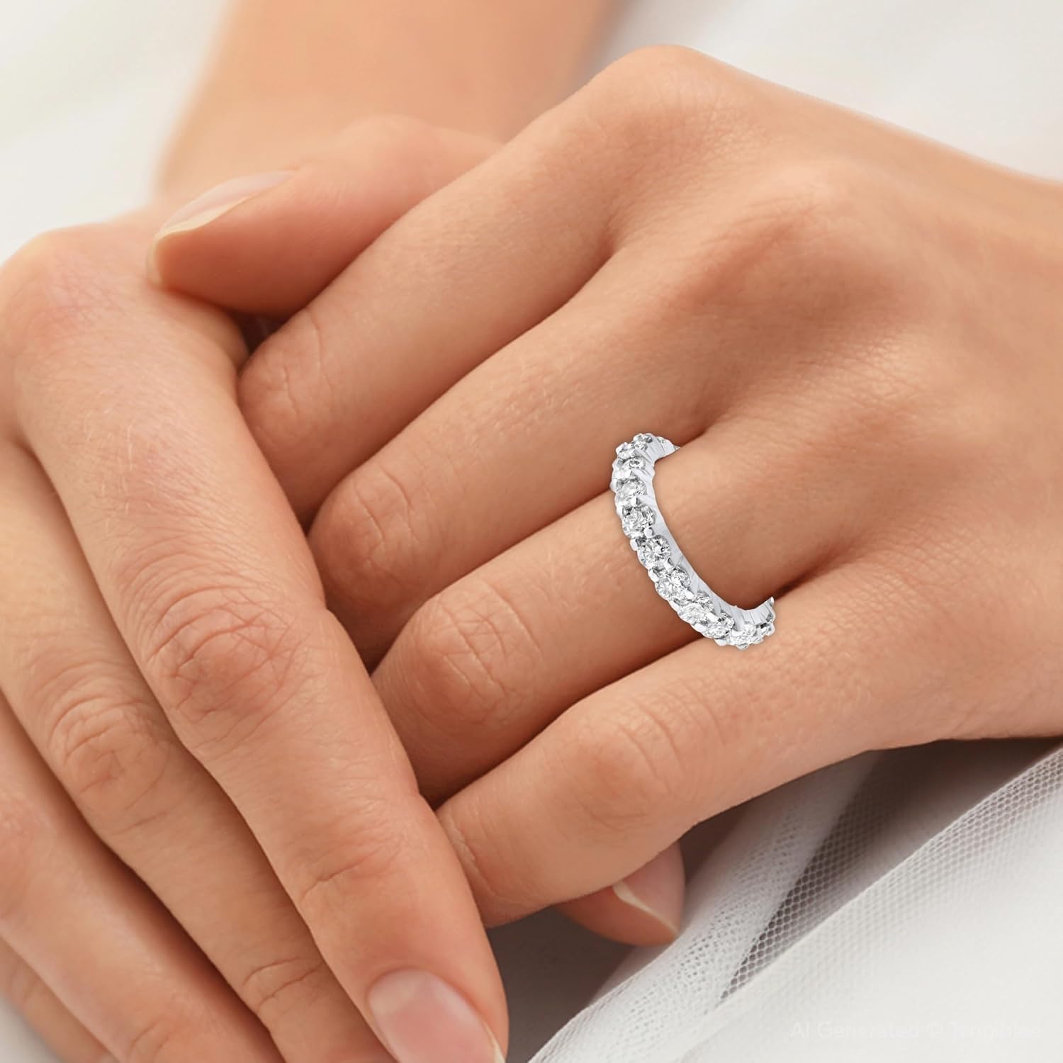 4 carat diamond eternity wedding ring in 14K white gold with classic band design