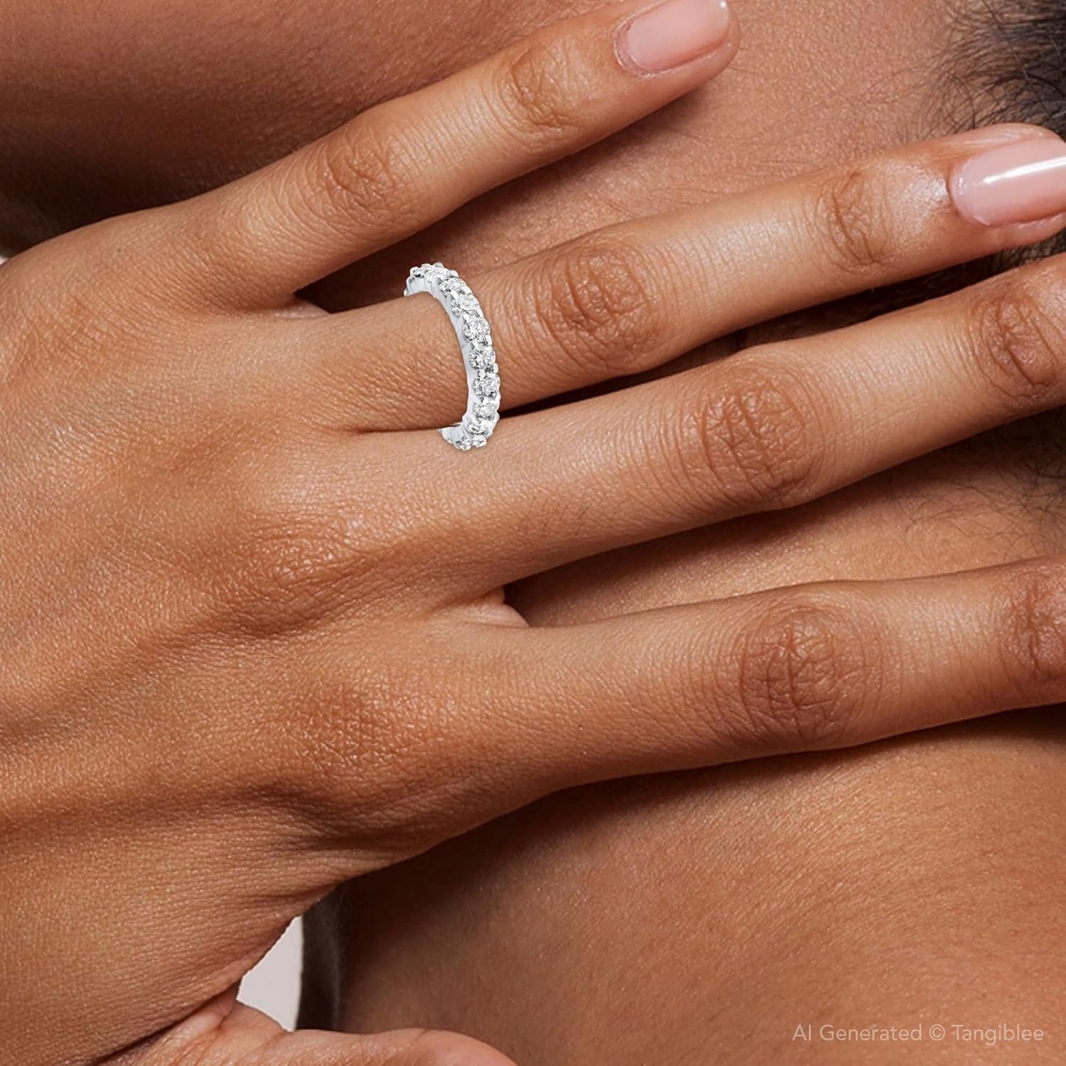 4 carat diamond eternity wedding ring in 14K white gold with classic band design