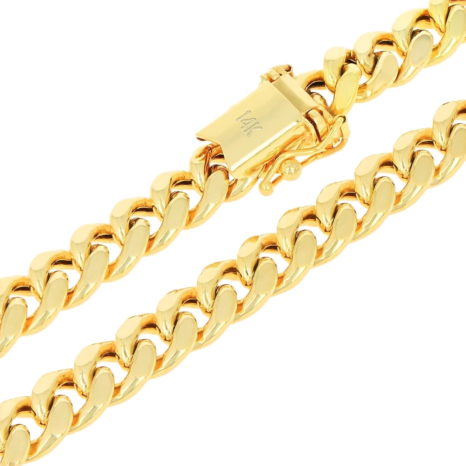 14K yellow gold Miami Cuban link chain necklace, 6.5mm width, adjustable length