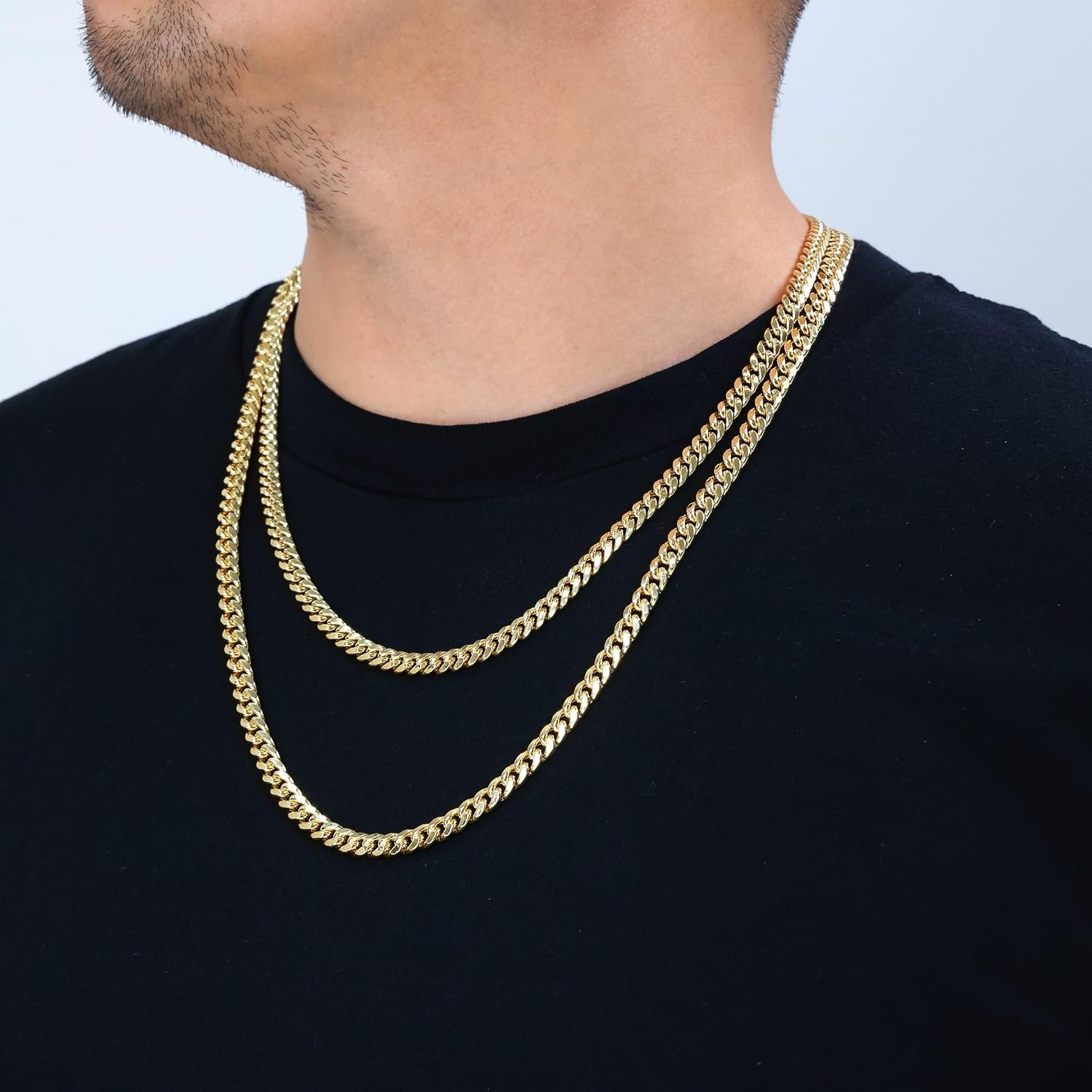 14K yellow gold Miami Cuban link chain necklace, 6.5mm width, adjustable length