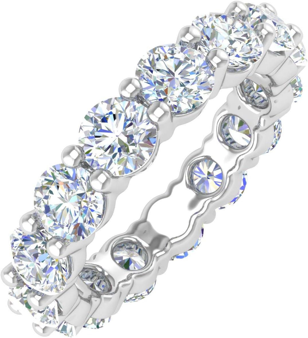 5 carat diamond eternity wedding band in 14K gold with IGI certification, classic round brilliant cuts