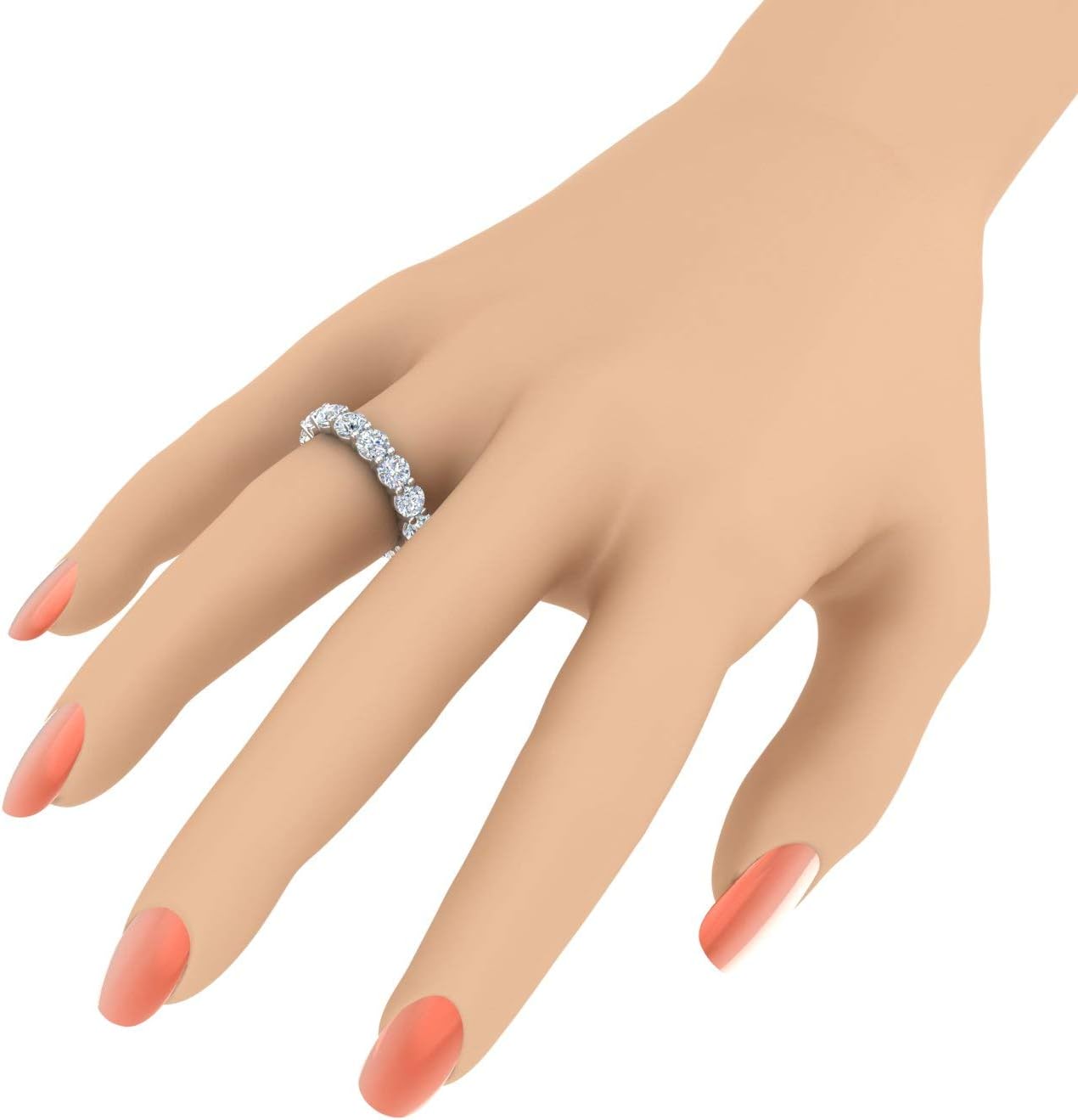 5 carat diamond eternity wedding band in 14K gold with IGI certification, classic round brilliant cuts