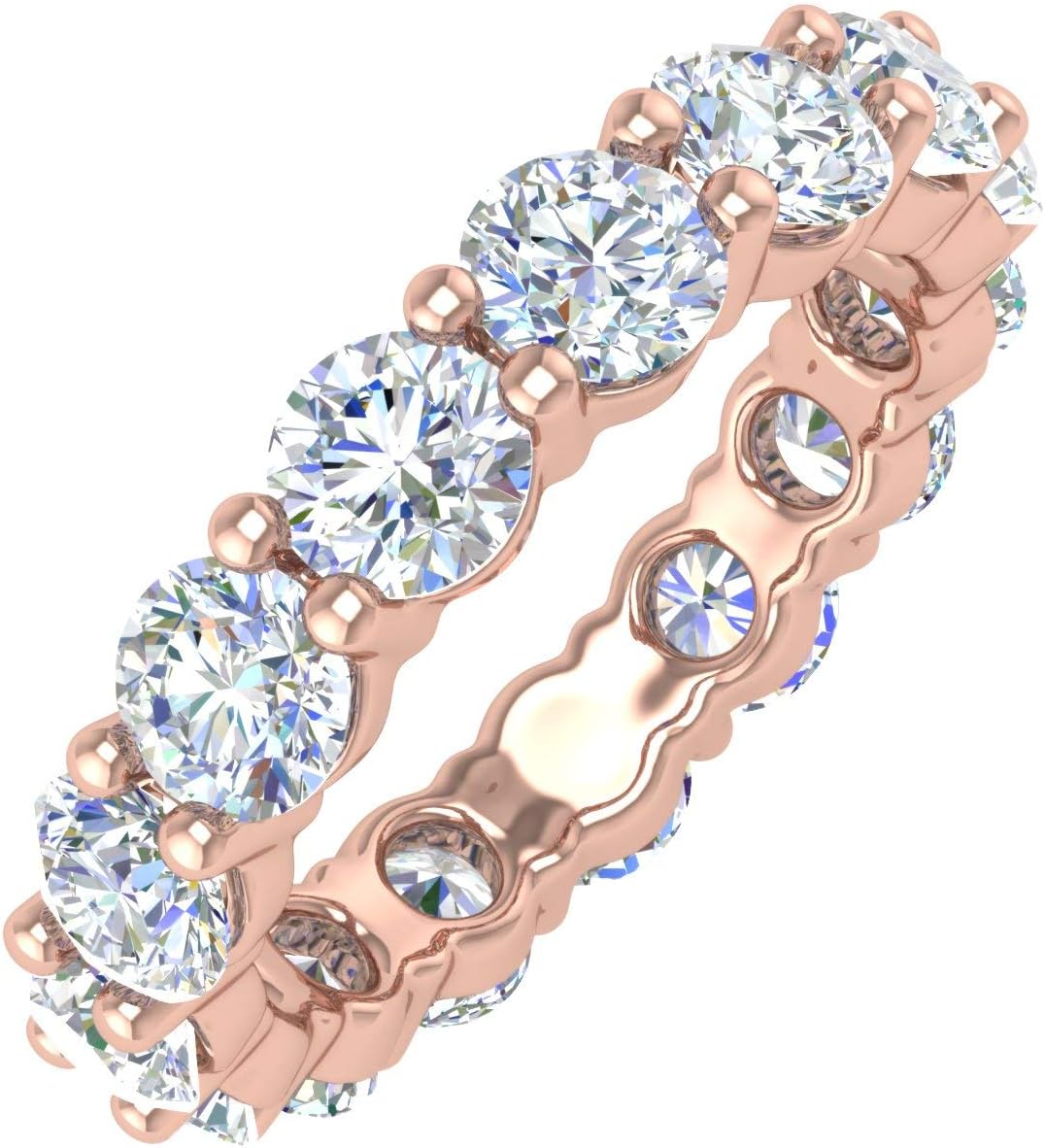 5 carat diamond eternity wedding band in 14K gold with IGI certification, classic round brilliant cuts