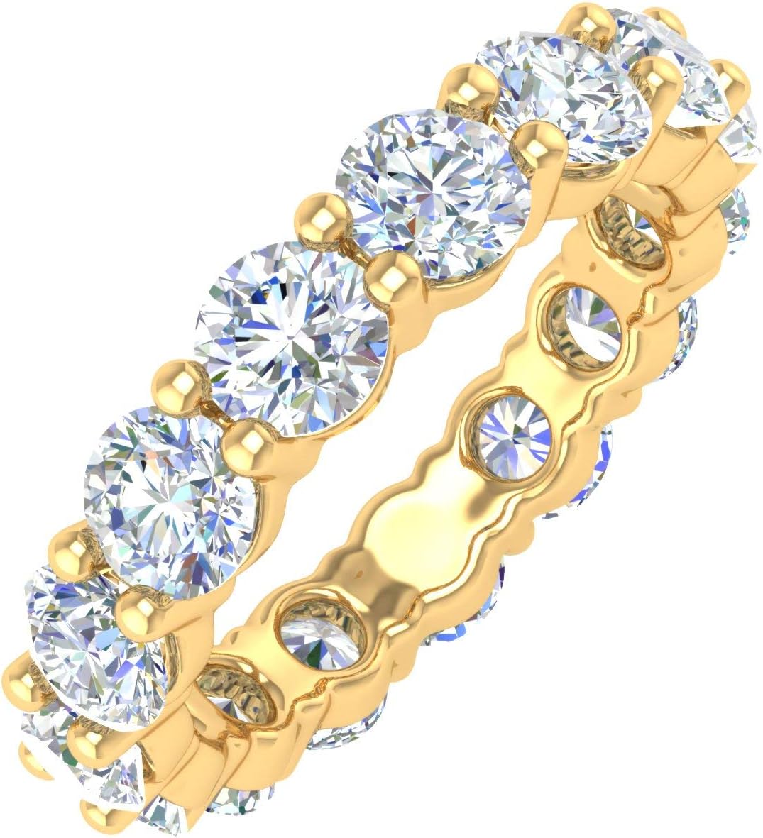 5 carat diamond eternity wedding band in 14K gold with IGI certification, classic round brilliant cuts
