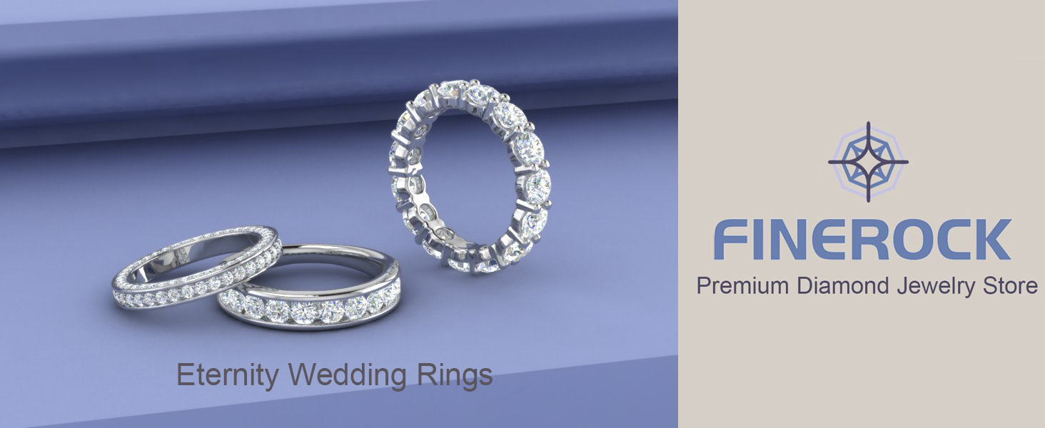 5 carat diamond eternity wedding band in 14K gold with IGI certification, classic round brilliant cuts