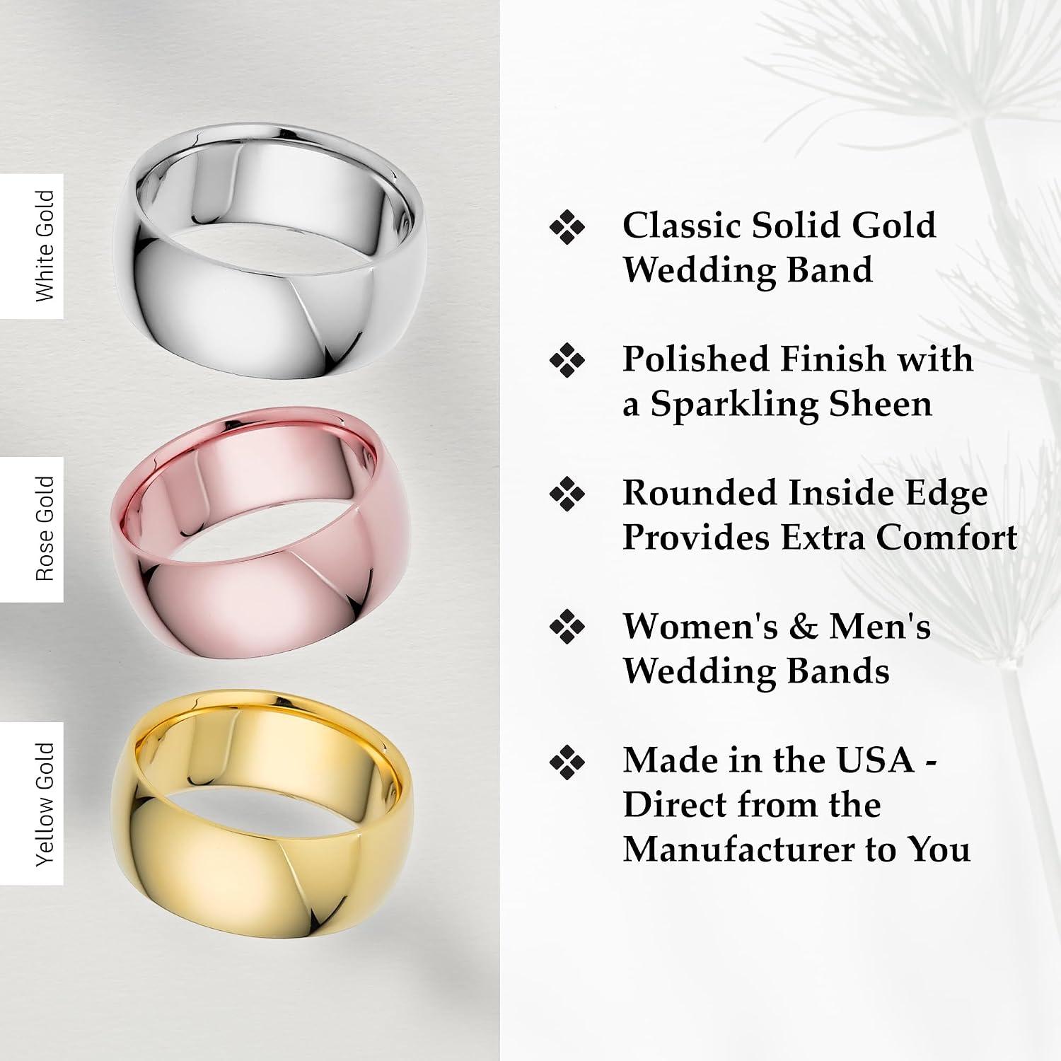 8mm solid gold wedding band with comfort fit in classic style, available in 10k and 14k gold
