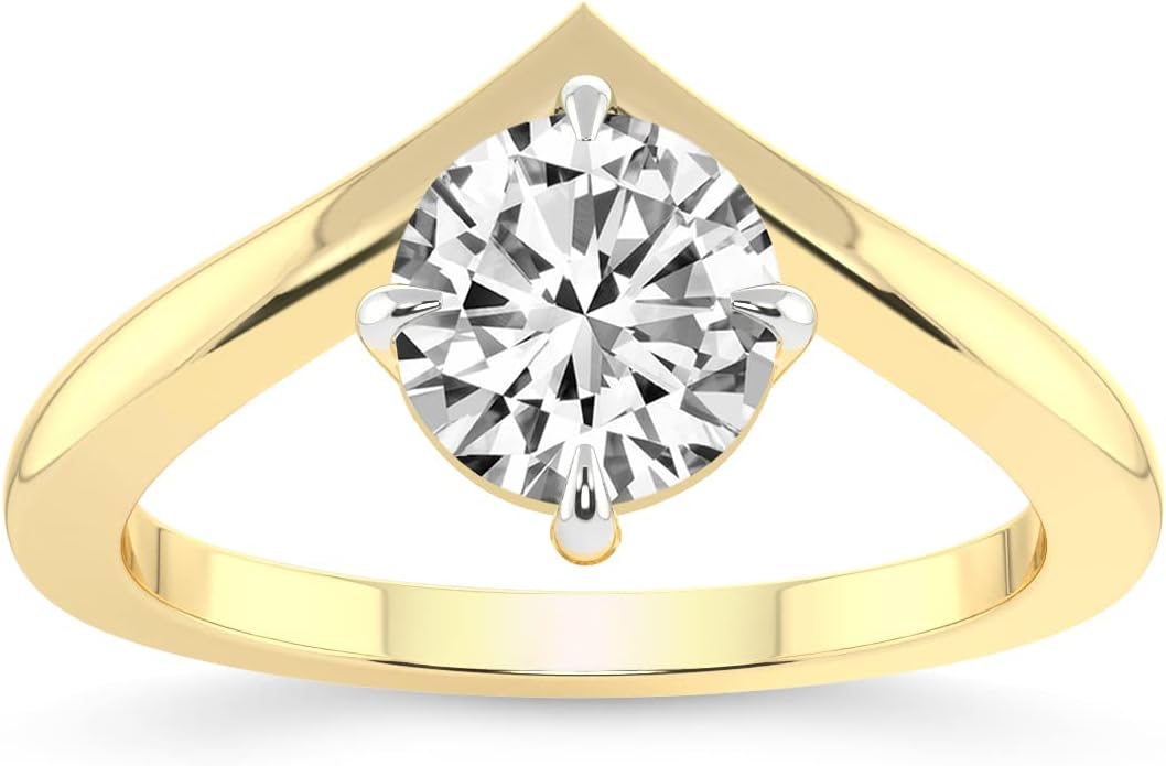 Lab-grown diamond solitaire engagement ring in white, yellow, or rose gold with customizable carat weight