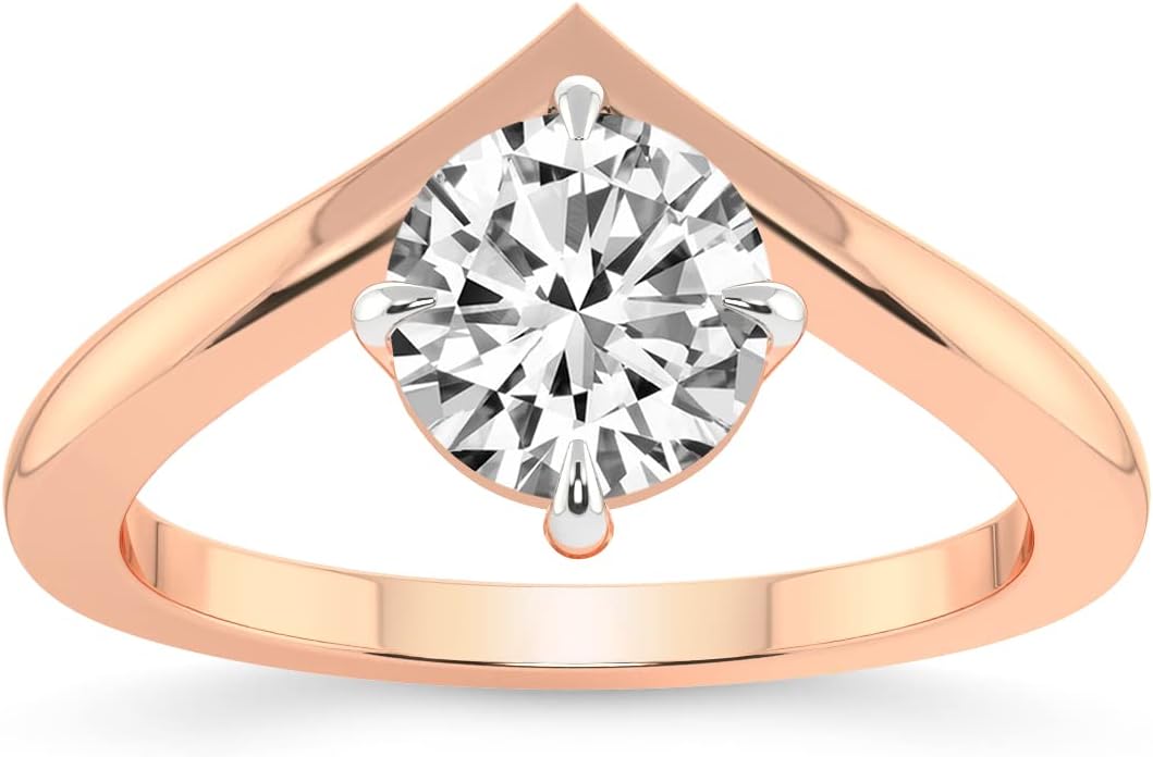 Lab-grown diamond solitaire engagement ring in white, yellow, or rose gold with customizable carat weight