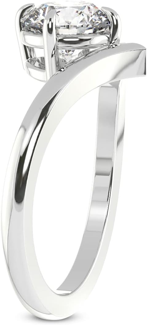 Lab-grown diamond solitaire engagement ring in white, yellow, or rose gold with customizable carat weight