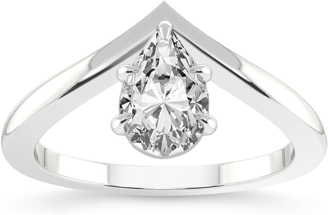 Lab-grown diamond solitaire engagement ring in white, yellow, or rose gold with customizable carat weight