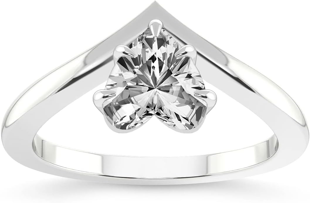 Lab-grown diamond solitaire engagement ring in white, yellow, or rose gold with customizable carat weight