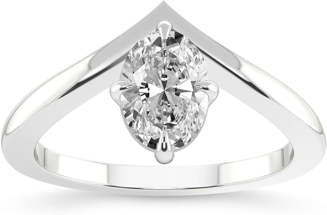 Lab-grown diamond solitaire engagement ring in white, yellow, or rose gold with customizable carat weight