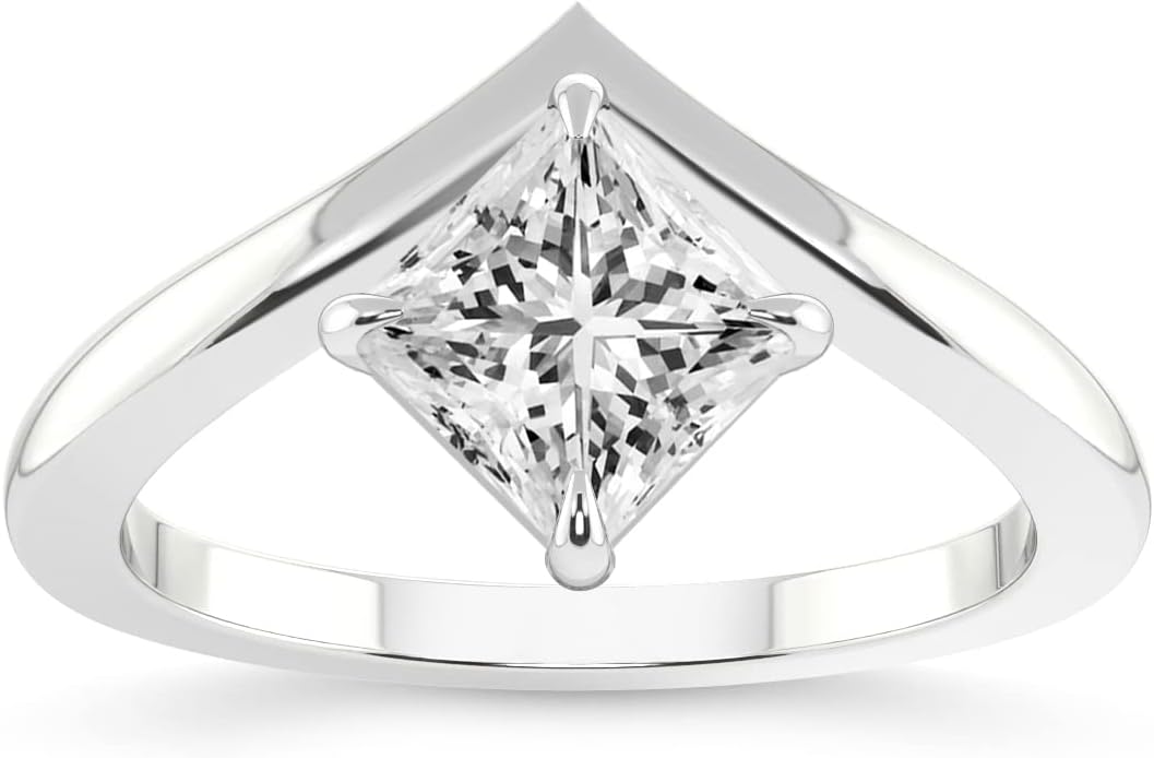 Lab-grown diamond solitaire engagement ring in white, yellow, or rose gold with customizable carat weight