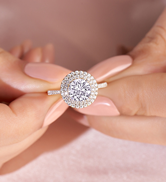 Lab-grown diamond solitaire engagement ring in white, yellow, or rose gold with customizable carat weight