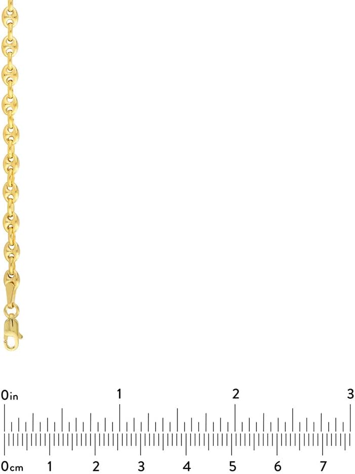 Solid 14k gold puffed mariner anchor chain necklace with lobster clasp, classic design