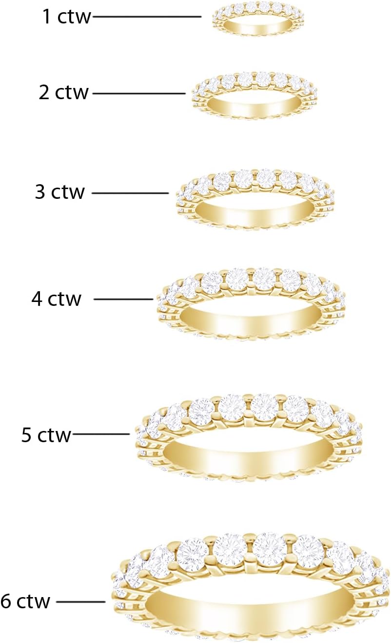 14k gold round diamond eternity ring, classic stackable wedding anniversary band
